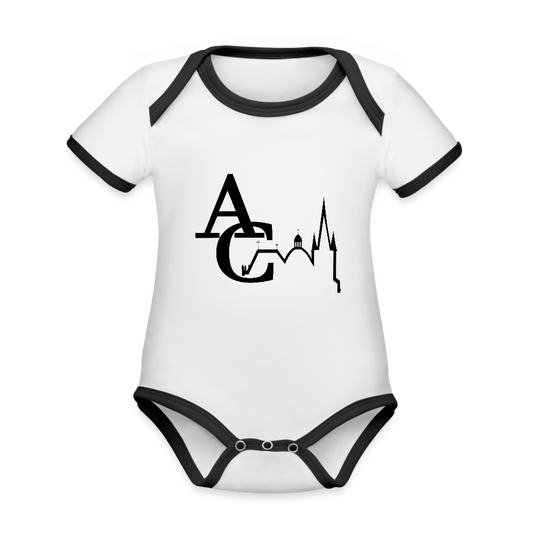 Baby Bio-Kurzarm-Kontrastbody - Weiß/Schwarz