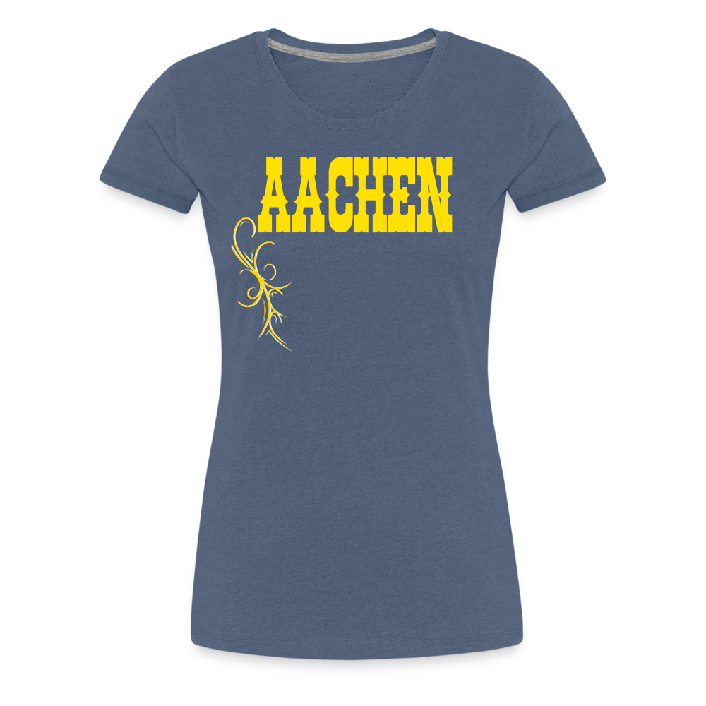Aachen WW, Frauen Premium T-Shirt - Blau meliert