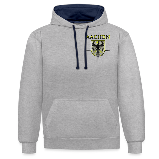 Aachen, Kontrast-Hoodie - heather grey/navy
