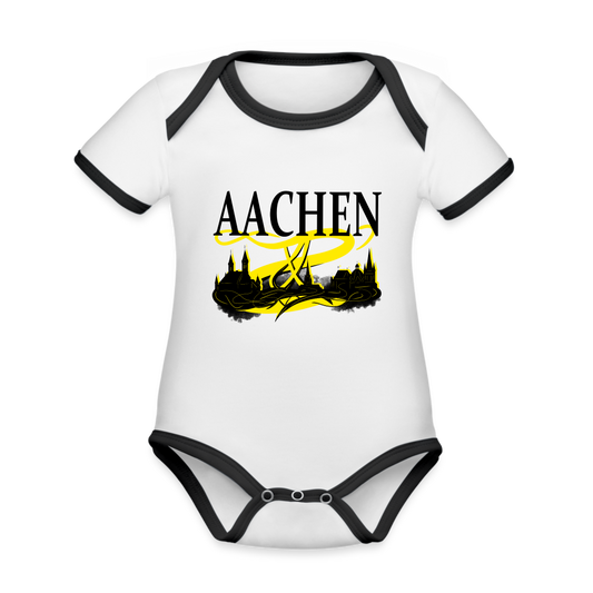 Aachen Skyline Baby Bio-Kurzarm-Kontrastbody - white/black