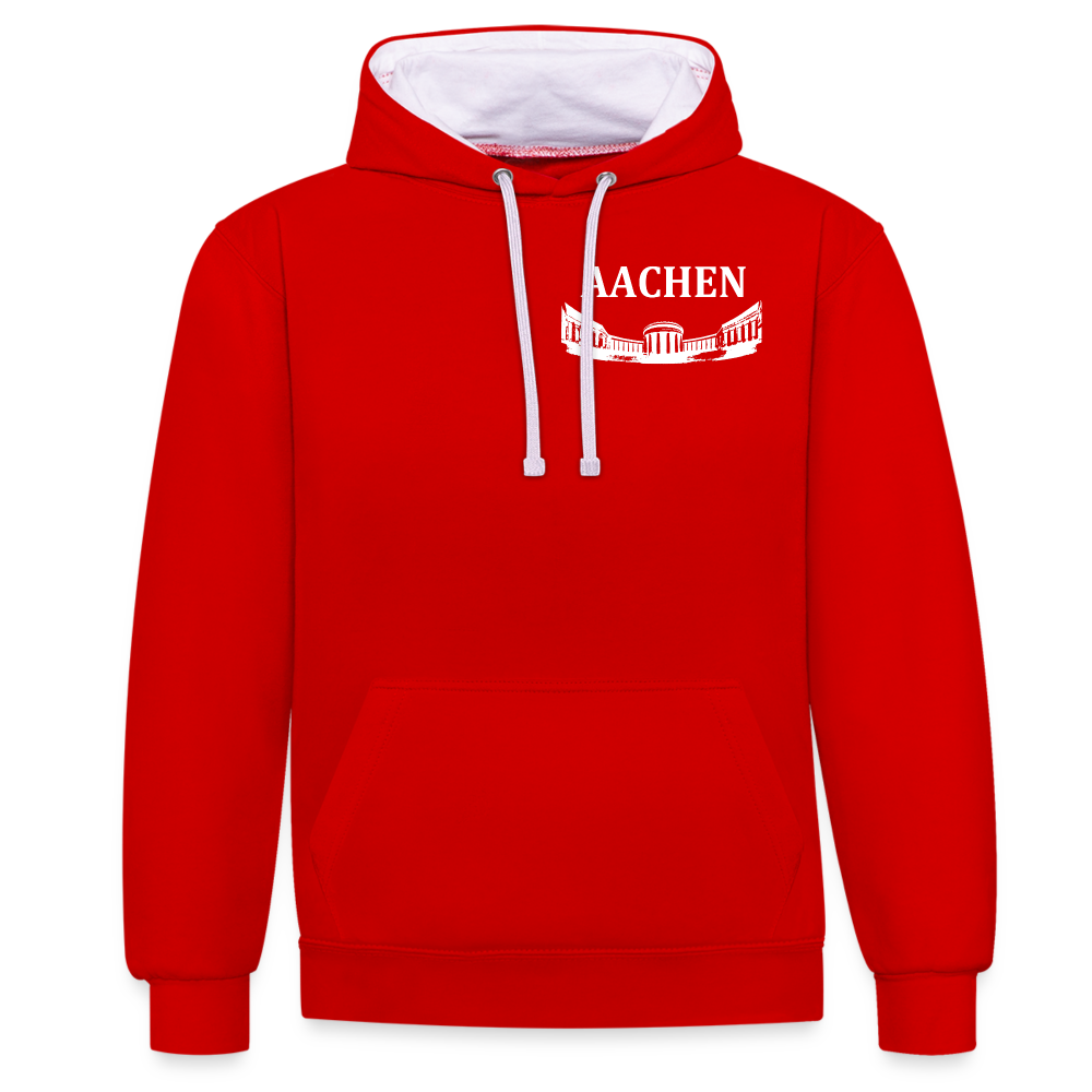 Aachen Elisenbrunnen 2, Kontrast-Hoodie - Rot/Weiß